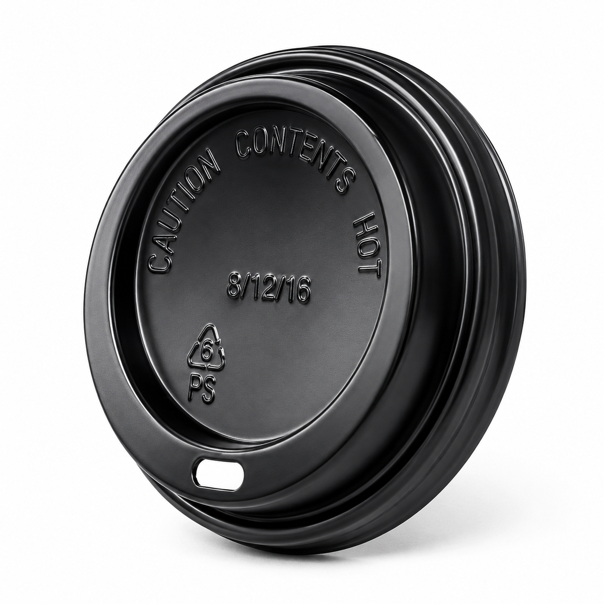 Universal (PS) Black Lid Fits 250/350ml Triple Wall / Aqueous Cup (Pack of 100)