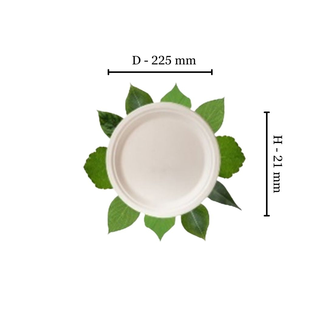 Bagasse 23cm Round Plate (Pack of 50)