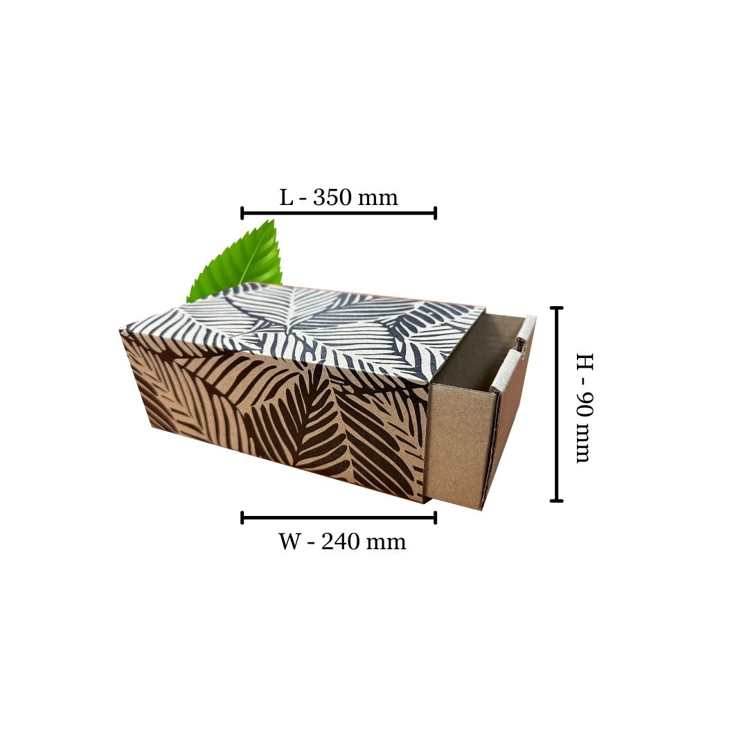 Kraft Sleeve & Base Box with Black Design - Large 350x240x90mm (Pack of 10)