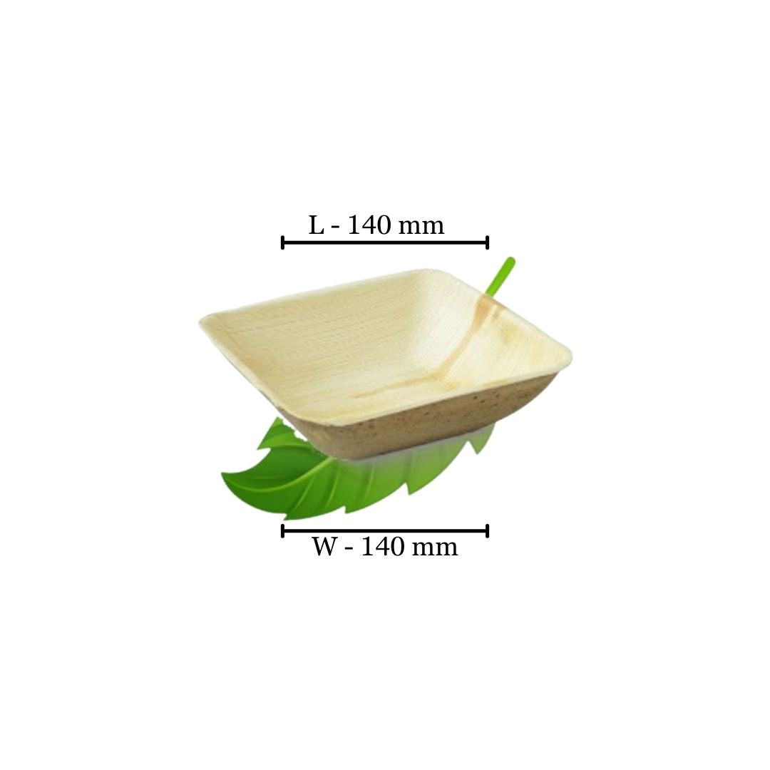 14cm Palm Leaf Deep Square Bowl (pack of 8)