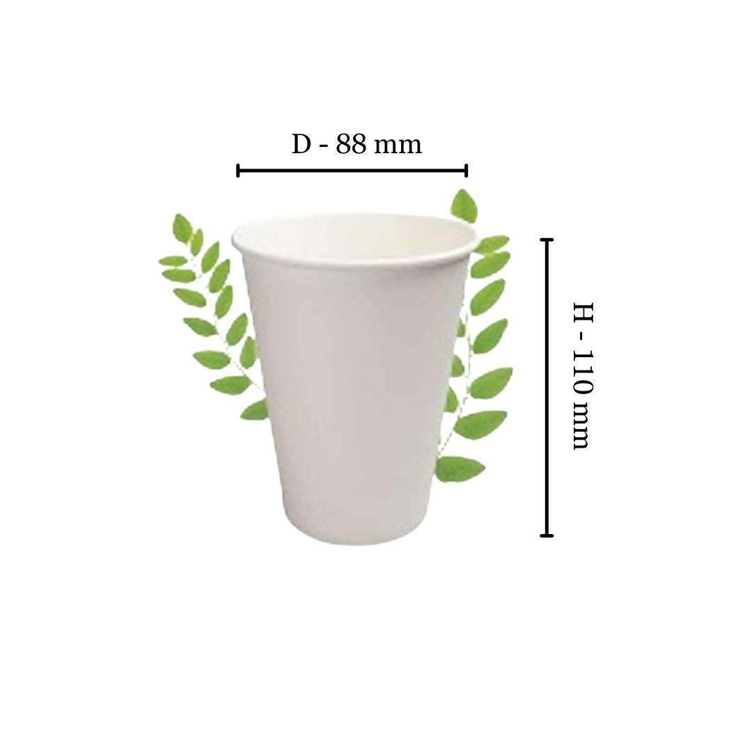 350ml White Single Wall Coffee Cup - PLA Lined (Pack of 50)