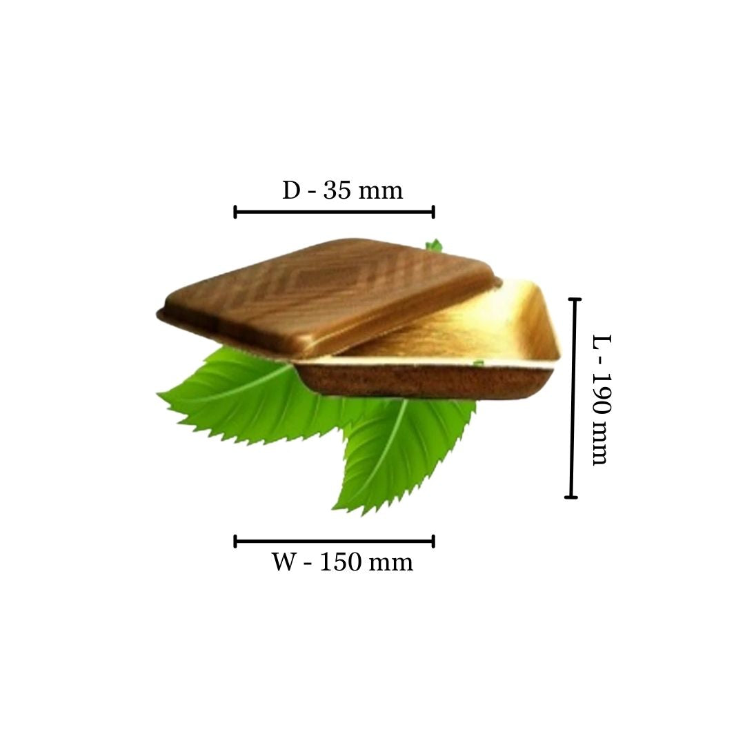 750ml Palm Leaf Box with Lid (Pack of 3)