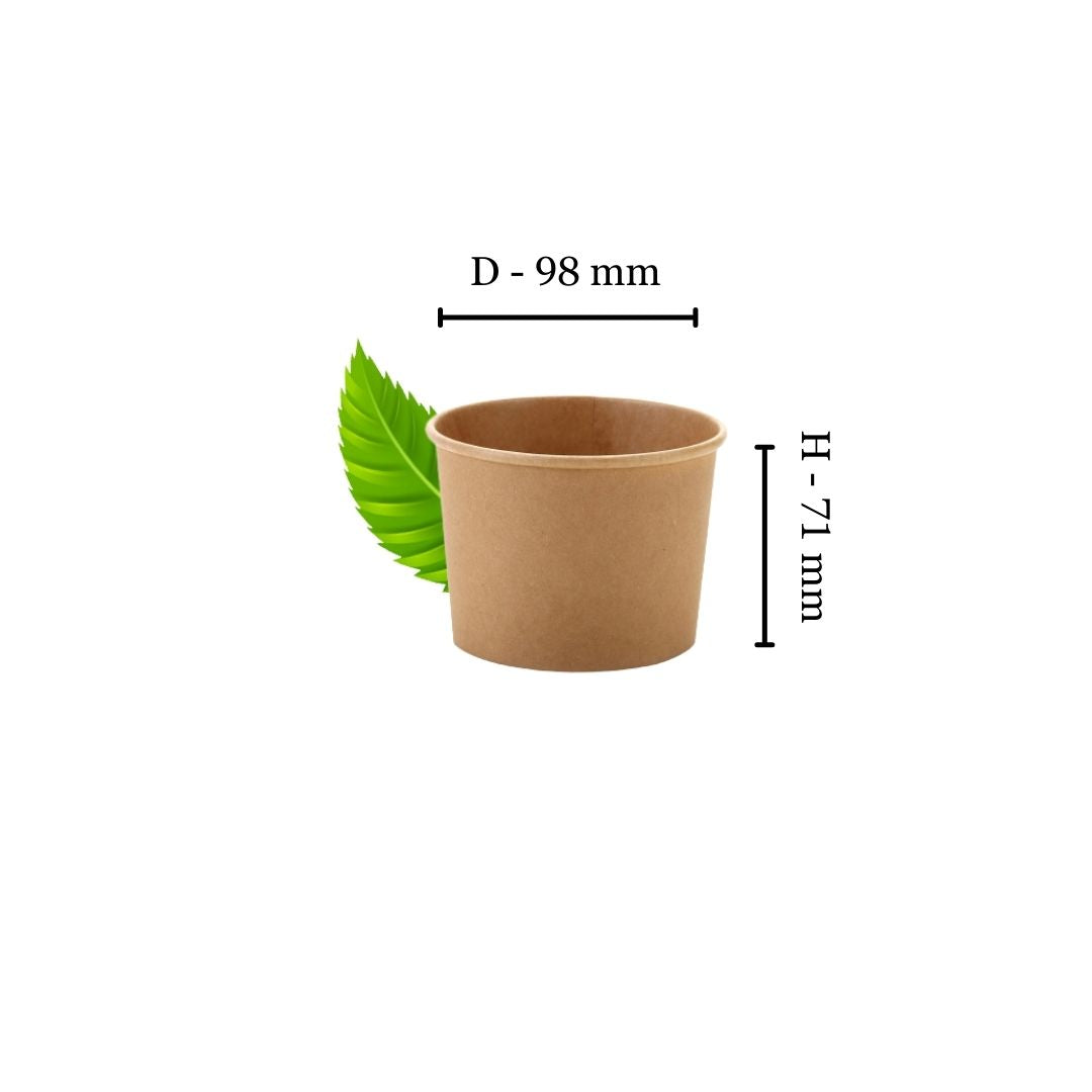 Recyclable 350ml Kraft Ice Cream/Soup Tub (Pack of 25)