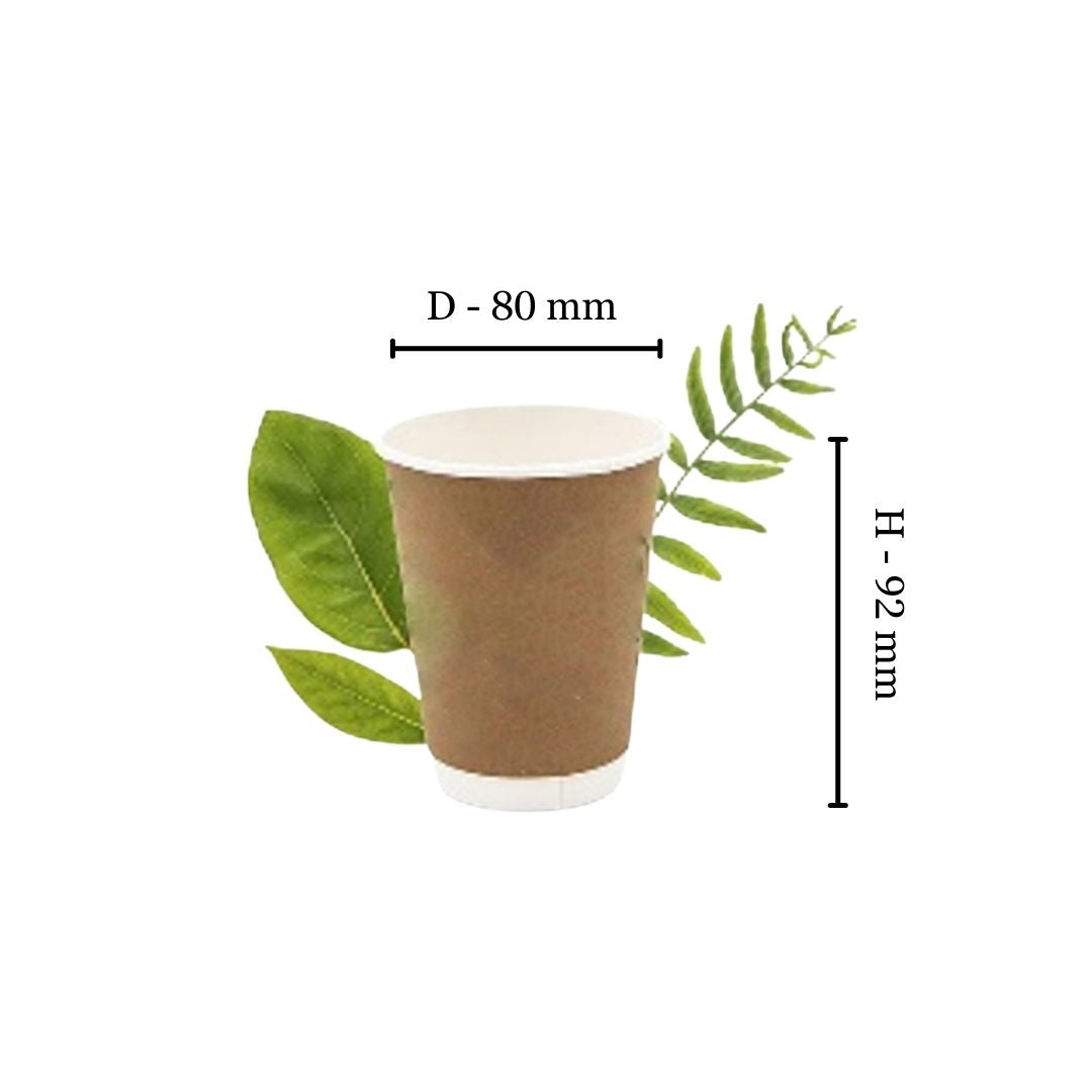 250ml Plain Kraft Double Wall Coffee Cup - PLA Lined (Pack of 25)
