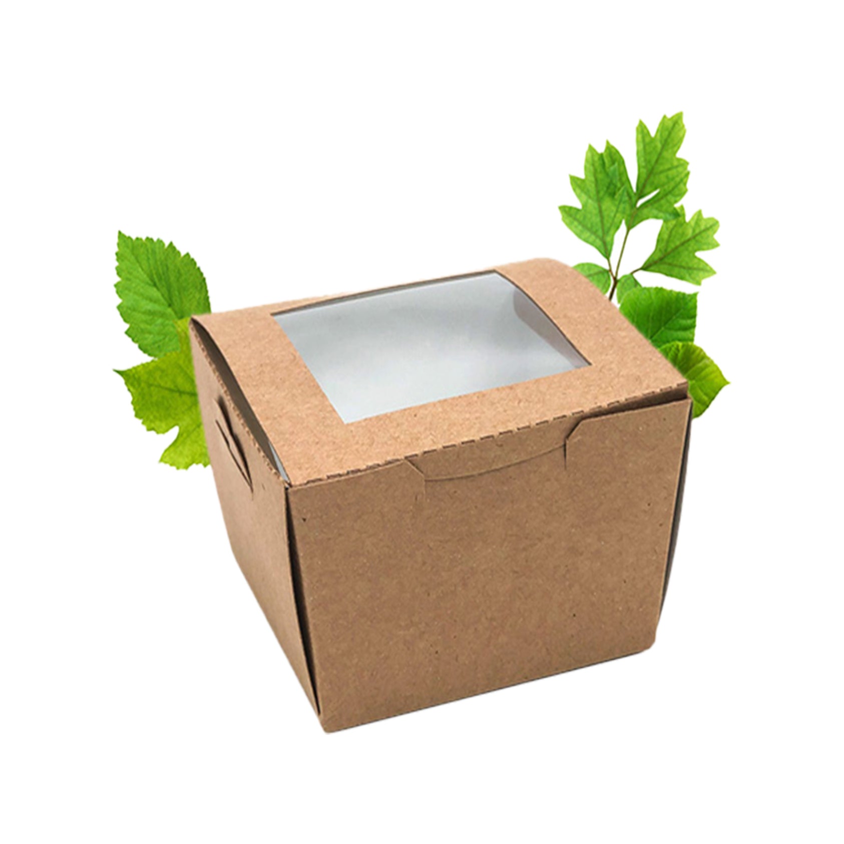 Natural Kraft Muffin Box with PLA Window (50PP) (8x8x8cm)
