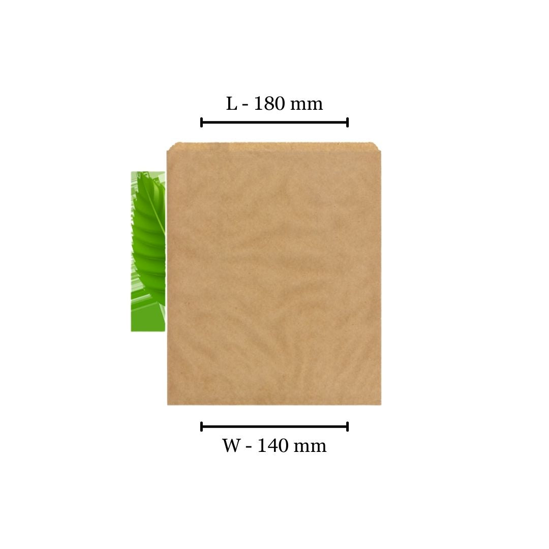Flat Paper Bag Kraft Size 1 - 140x180mm (Pack of 1000)