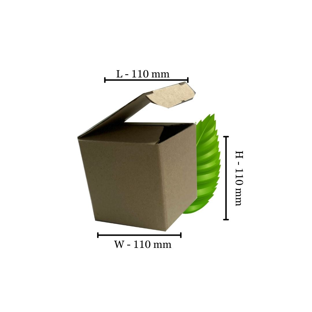 Self Locking Kraft Small Cube Box - 110x110x110mm - (Pack of 10)