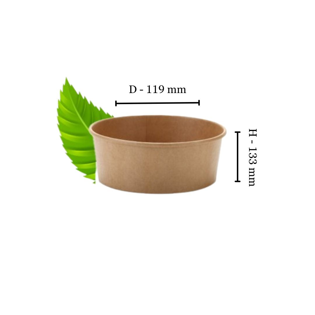Recyclable Kraft Salad Bowl 1300ml (Pack of 50)