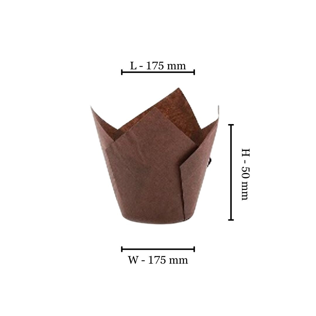 Brown Tulip Muffin Cup 175x175x50mm (Pack of 200)