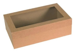 X-Small Catering Box & Lid with window - 255x153x80mm - (Pack of 10)