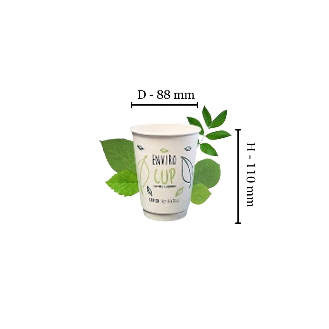 350ml White Double Wall Coffee Cup - Enviro - PLA Lined (Pack of 25)