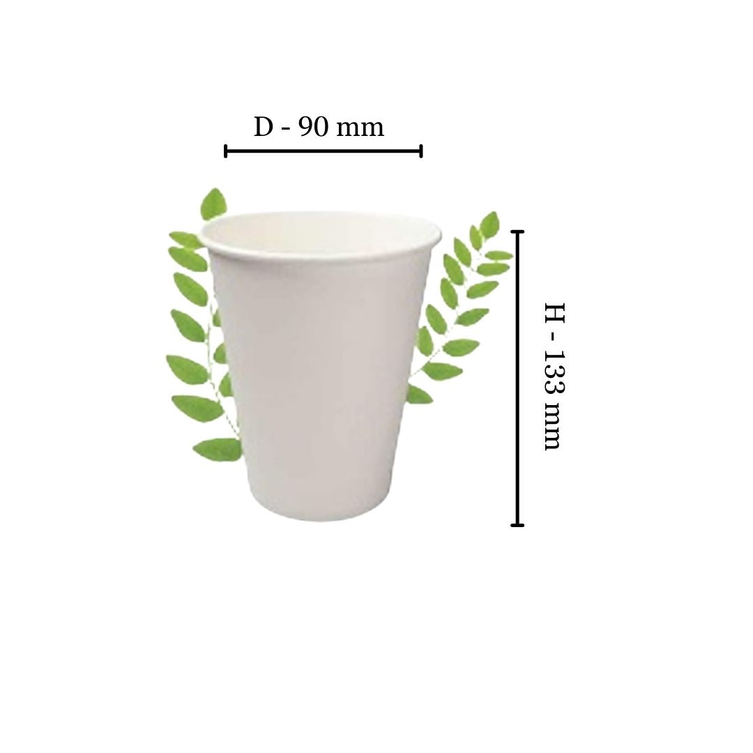 500ml Plain White Double Wall Coffee Cup - PLA Lined (Pack of 25)