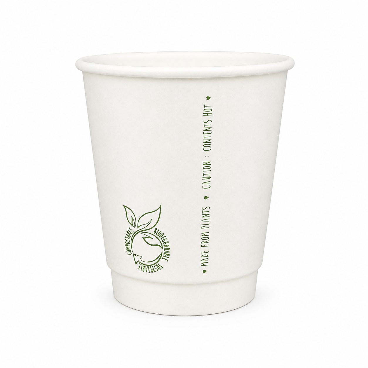 250ml Plain White Double Wall Coffee Cup - PLA Lined (Pack of 25)