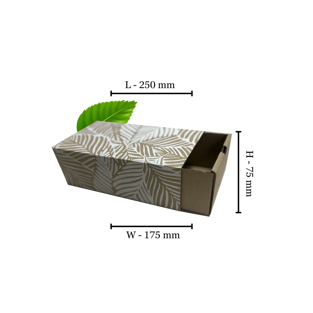 Kraft Sleeve & Base Box with White Design - Medium 250x175x75mm (Pack of 10)