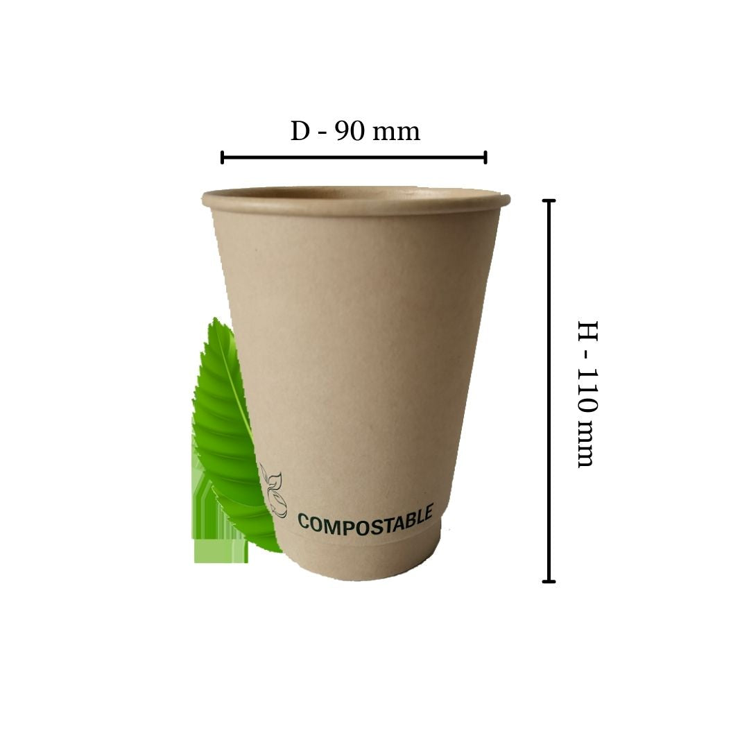 350ml Double Wall Coffee Cup - Aqueous Lined (Pack of 25)