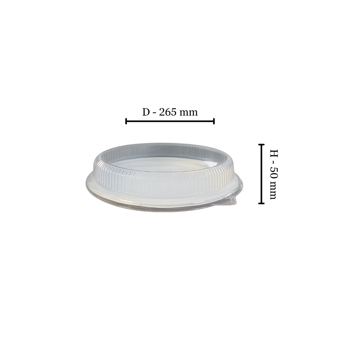 PET Lid for Bagasse 26cm Round Plate (Pack of 50)