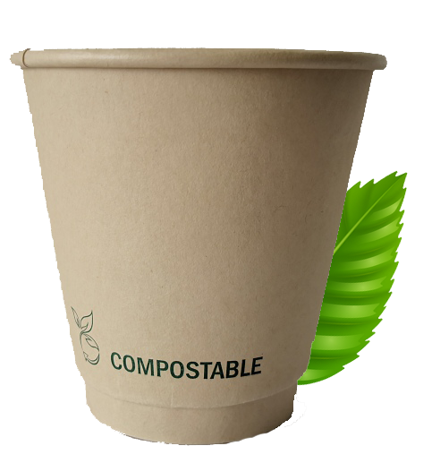 Compostable 250ml Double Wall Cup - Aqueous Lining (25 Per Pack)