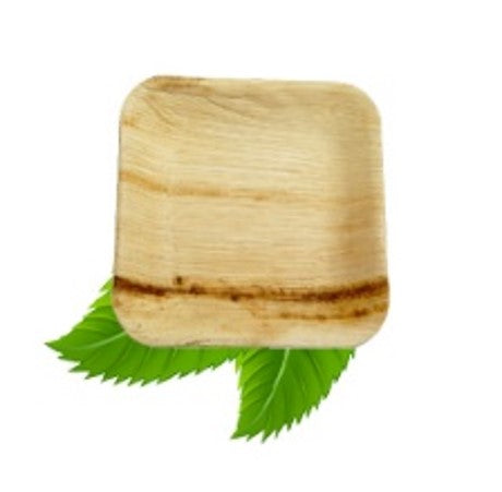 15cm Palm Leaf Square Snack Plate  (Pack of 8)