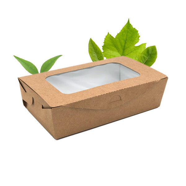 Natural Kraft Medium Deli Box with PLA Window (50 Per Pack)