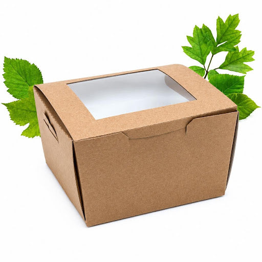 Kraft eco-friendly takeaway box with compostable PLA lid for Johannesburg fast food shops compostable, sustainable packaging