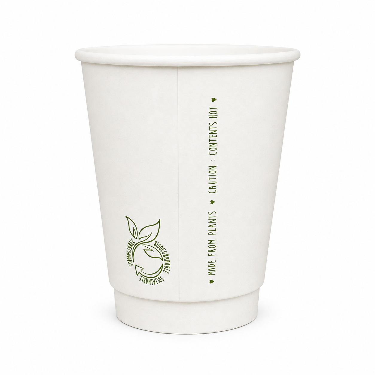 500ml Plain White Double Wall Coffee Cup - PLA Lined (Pack of 25)