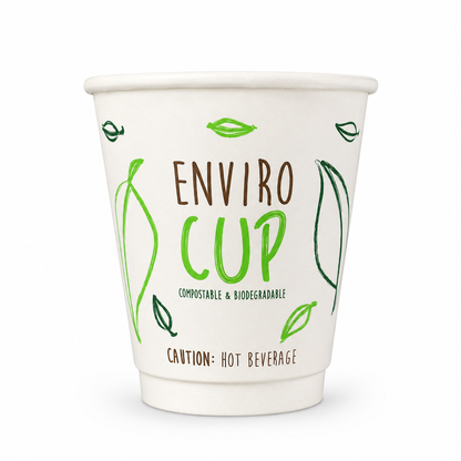 250ml White Double Wall Coffee Cup - Enviro - PLA Lined (Pack of 25)