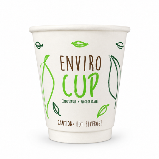 250ml White Double Wall Coffee Cup - Enviro - PLA Lined (Pack of 25)