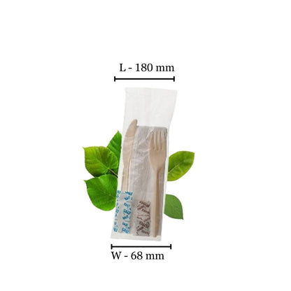 Cornstarch Cutlery Pack (Fork, Knife, Salt, Pepper & 1ply Serviette) (Box of 500)