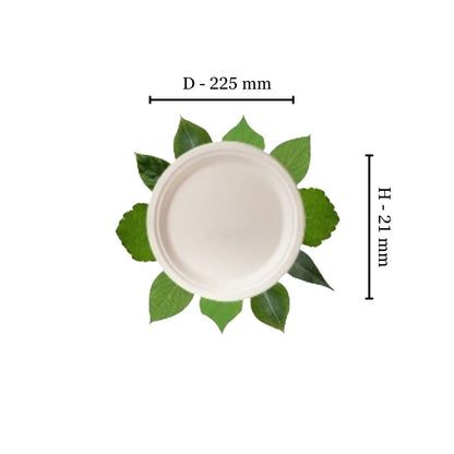 Bagasse 23cm Round Plate (Pack of 50)