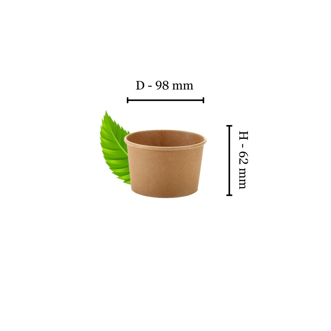 Recyclable 250ml Kraft Ice Cream/Soup Tub (Pack of 25)