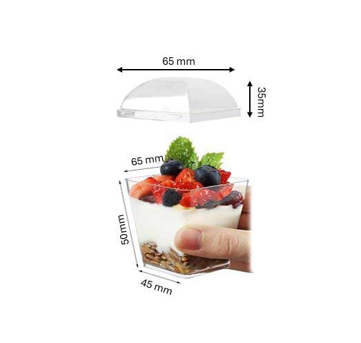 Reuseable Dessert Cup & Lid 65x50mm - 125ml - Pack of 40