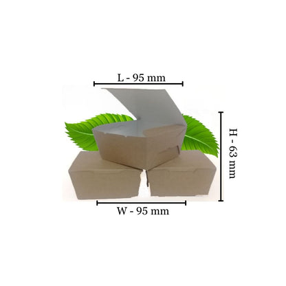 Natural Kraft Small Burger Box - 95x95x65mm (Pack of 50)