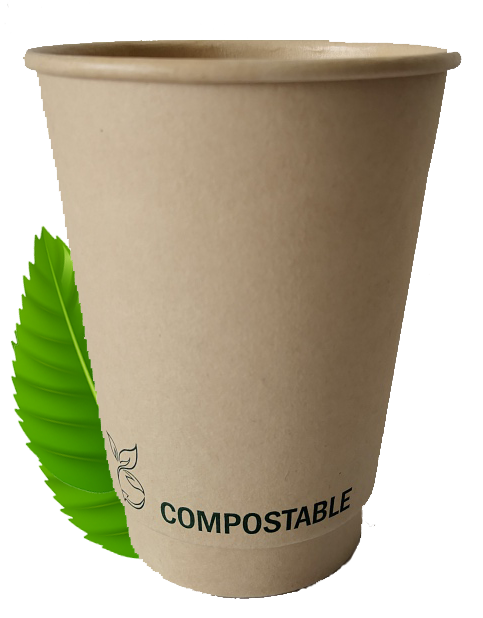 Compostable 350ml Double Wall Cup - Aqueous Lining (25 Per Pack)