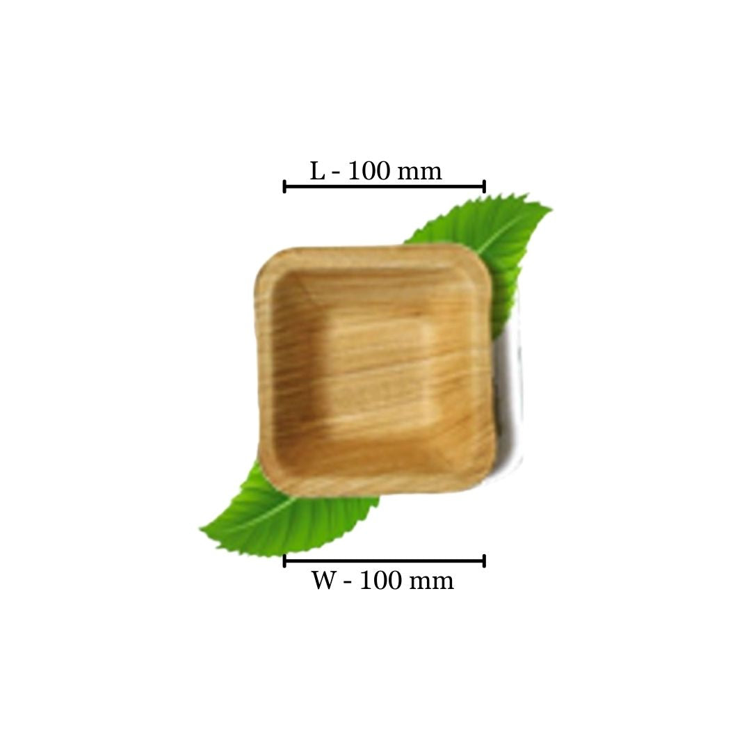 10cm Palm Leaf Square Dip Bowl  (pack of 8)