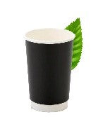 350ml Plain Black Double Wall Coffee Cup   - PLA Lined (Pack of 25)