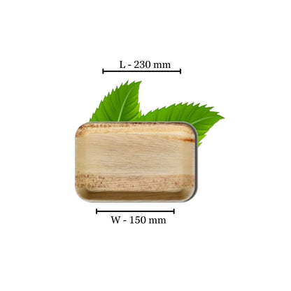 23cm Palm Leaf Rectangular Plate (pack of 8)
