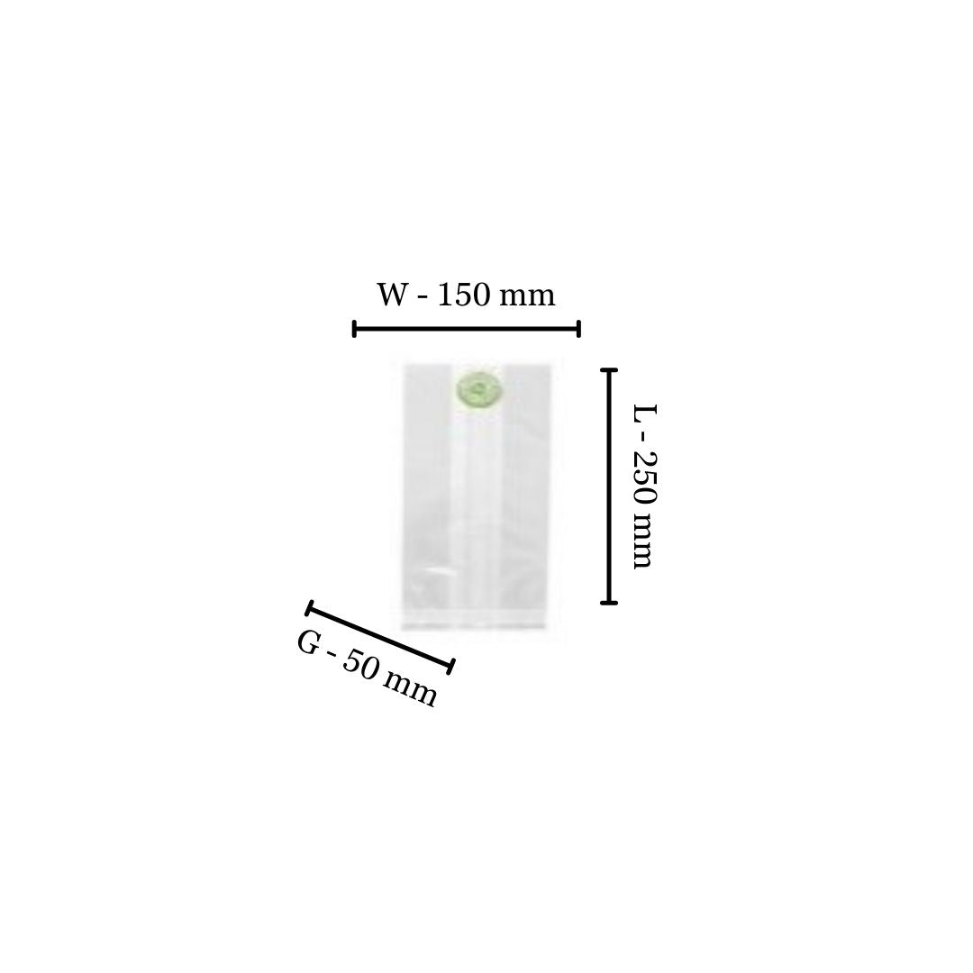 Compostable PLA Bags -1800ml L250xW150xG50 (Pack of 100)