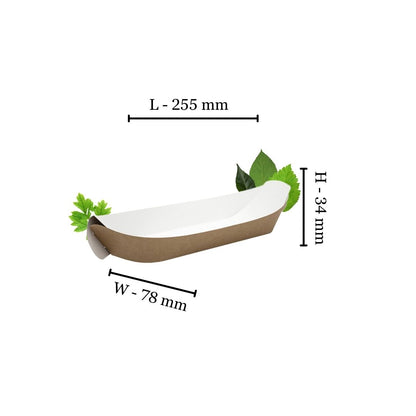 Natural Kraft Medium Boat Food Tray - 235x125x34mm (Pack of 50)