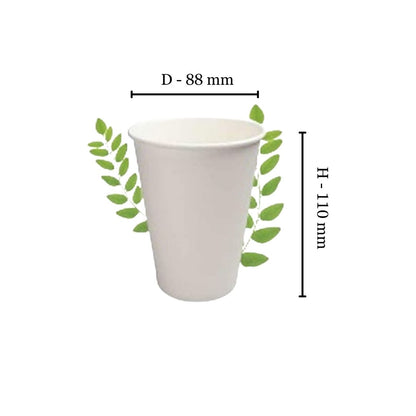 350ml White Single Wall Coffee Cup - PLA Lined (Pack of 50)