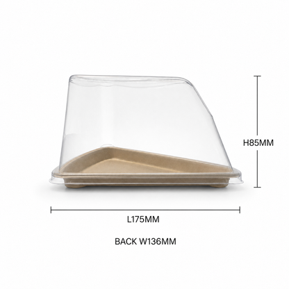 Bagasse triangle cakeslice base & PET Lid (175x136x85mm) (Pack of 50)