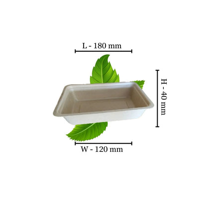 Bagasse Tray 180 x 120 x 40mm (50 per pack)