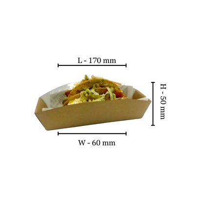 Natural Kraft Open Taco Box 17x5x6cm (Pack of 50)