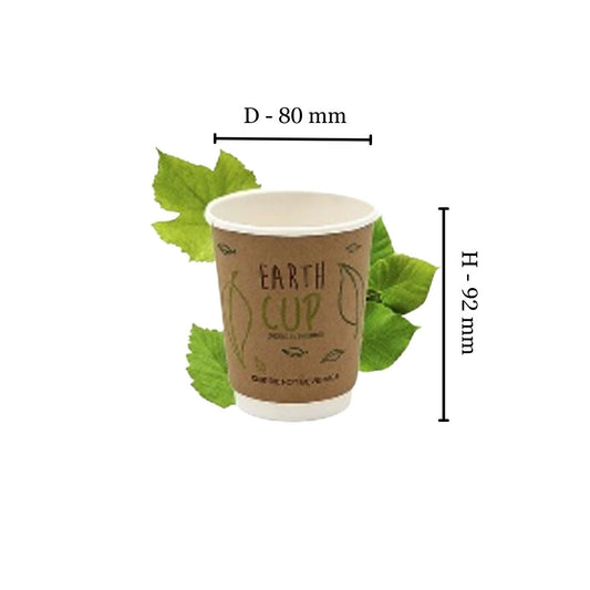 250ml Kraft Double Wall Coffee Cup - Enviro - PLA Lined (Pack of 25)