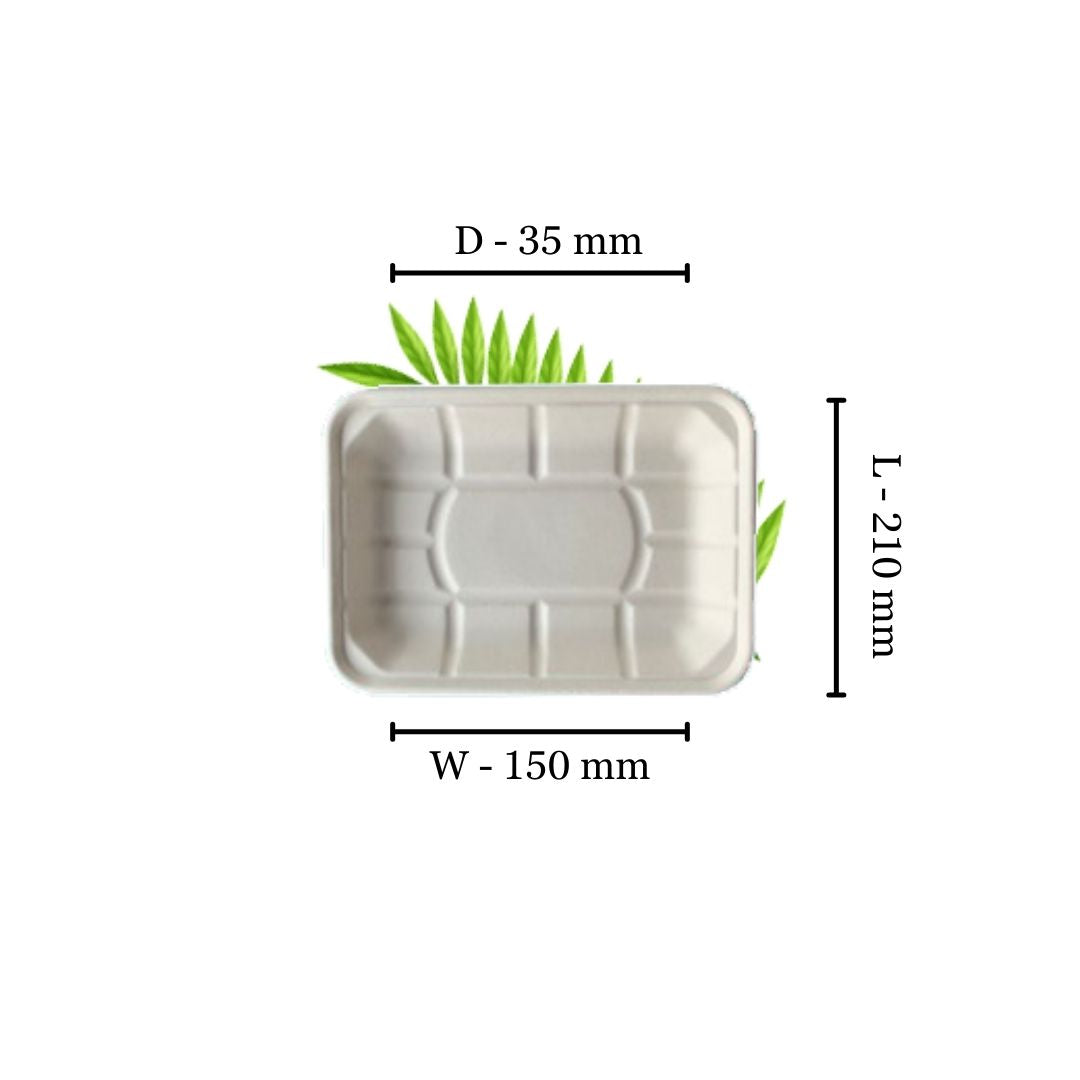 Bagasse Food Tray 5 (210x150x25mm)  (Pack of 50)