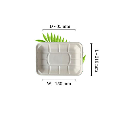 Bagasse Food Tray 5 (210x150x25mm)  (Pack of 50)