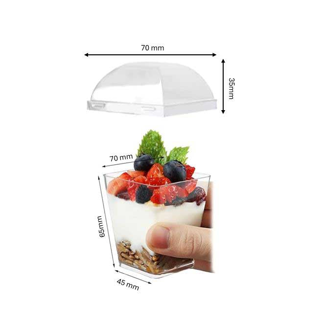 Reuseable Dessert Cup & Lid 70x65mm - 210ml - Pack of 40