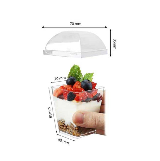 Reuseable Dessert Cup & Lid 70x65mm - 210ml - Pack of 40