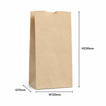 SO4 Kraft Bags 230 x 120 x G75mm  (Pack of 500)