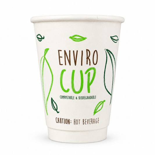 350ml  White Double Wall Coffee Cup - Enviro - PLA Lined (Pack of 25)