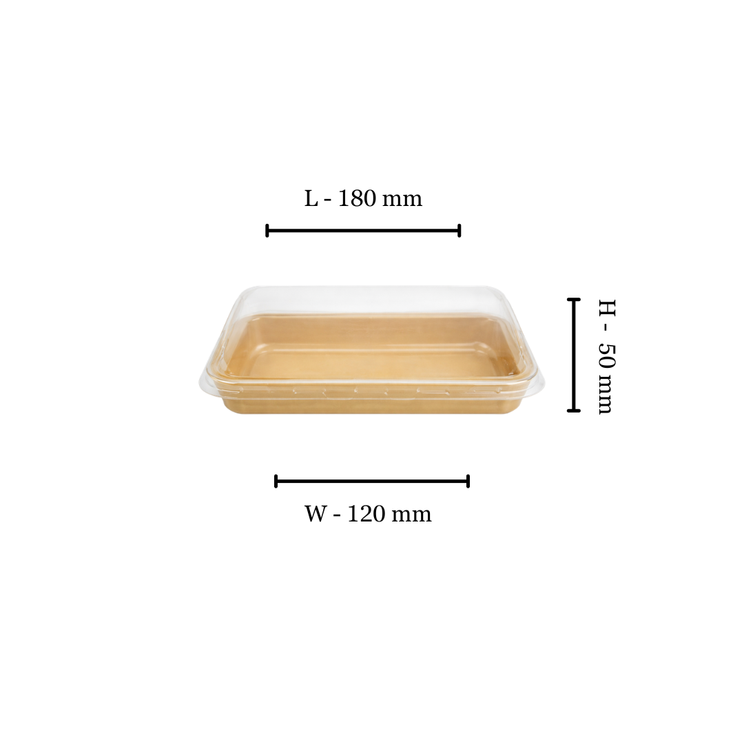 Small Kraft Platter Base & PET Lid -185x129x24mm - ( Pack of 50)